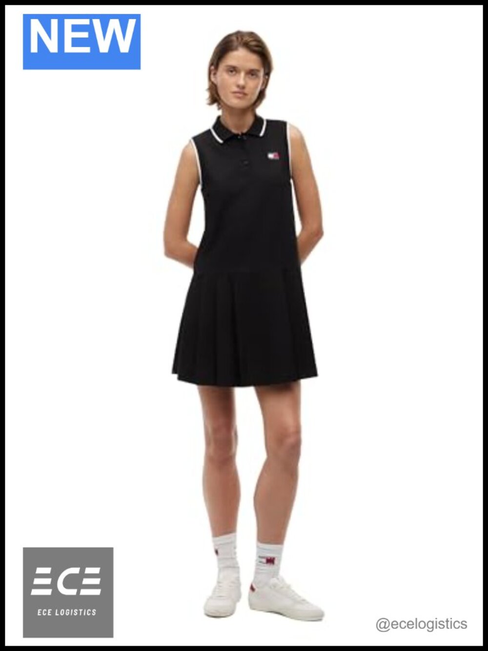 Cotton Sleeveless Pleated Dress Collared Button Down Casual